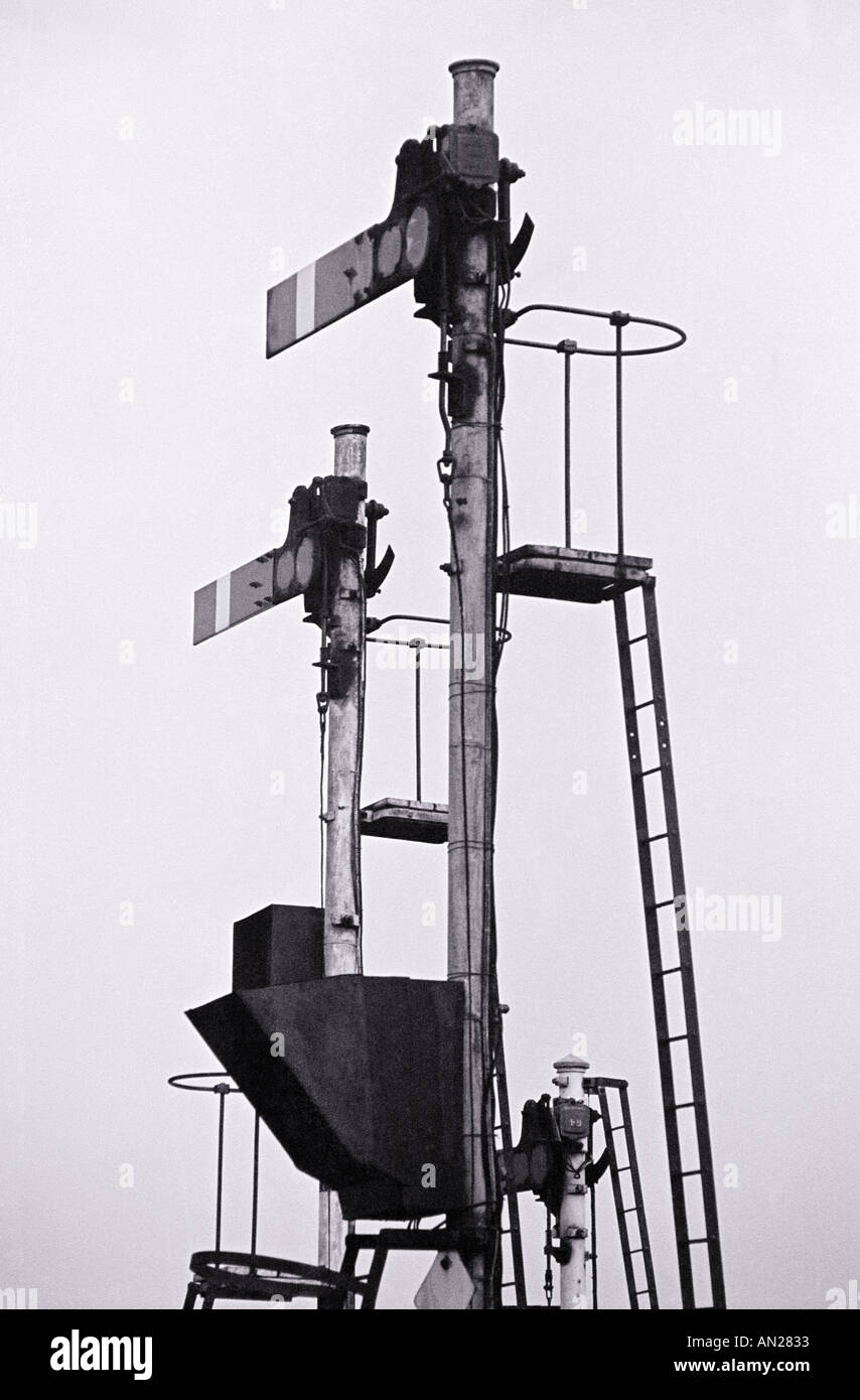 old railway signals Stock Photo