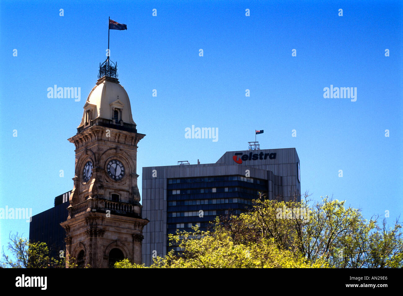 October 1996 Adelaide South Australia Australia City skyline with the gothic tower of the Victorian post office Stock Photo
