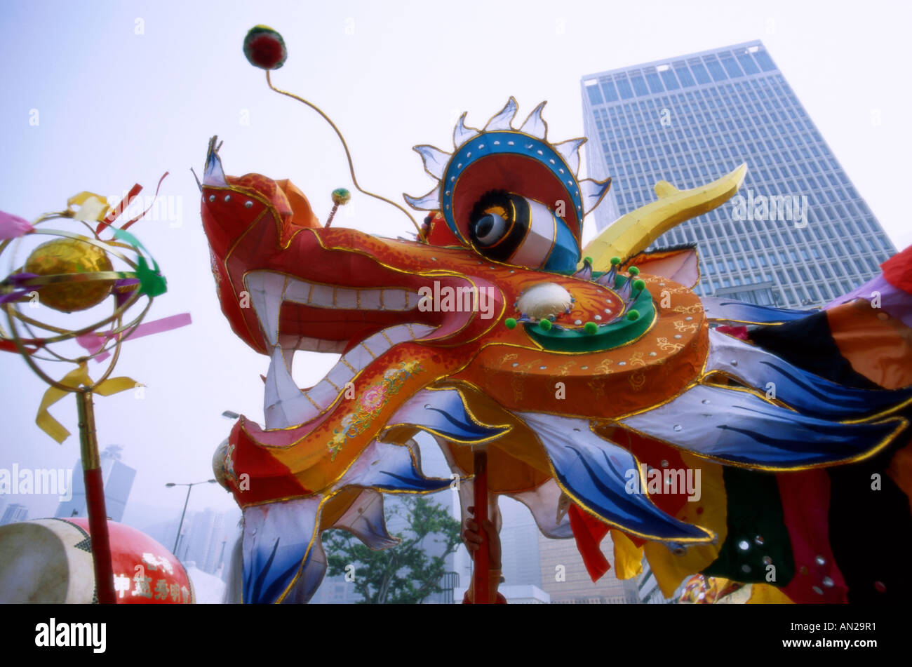Chinese New Year / Dragon Dance, Hong Kong, China Stock Photo