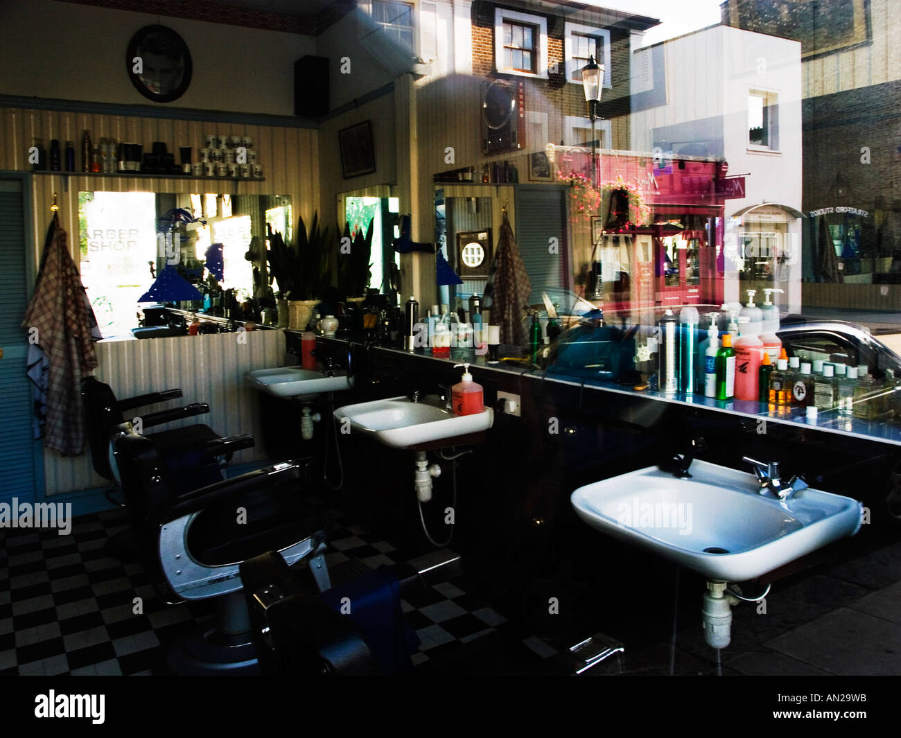 Barber shop interior,Shoreditch ,London Stock Photo Alamy