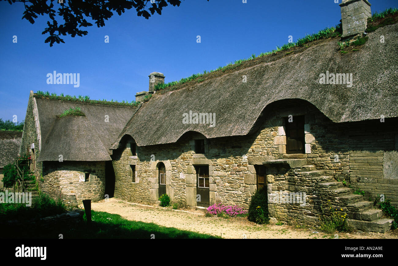 Sixteenth century village in Brittany northern France with thatched ...