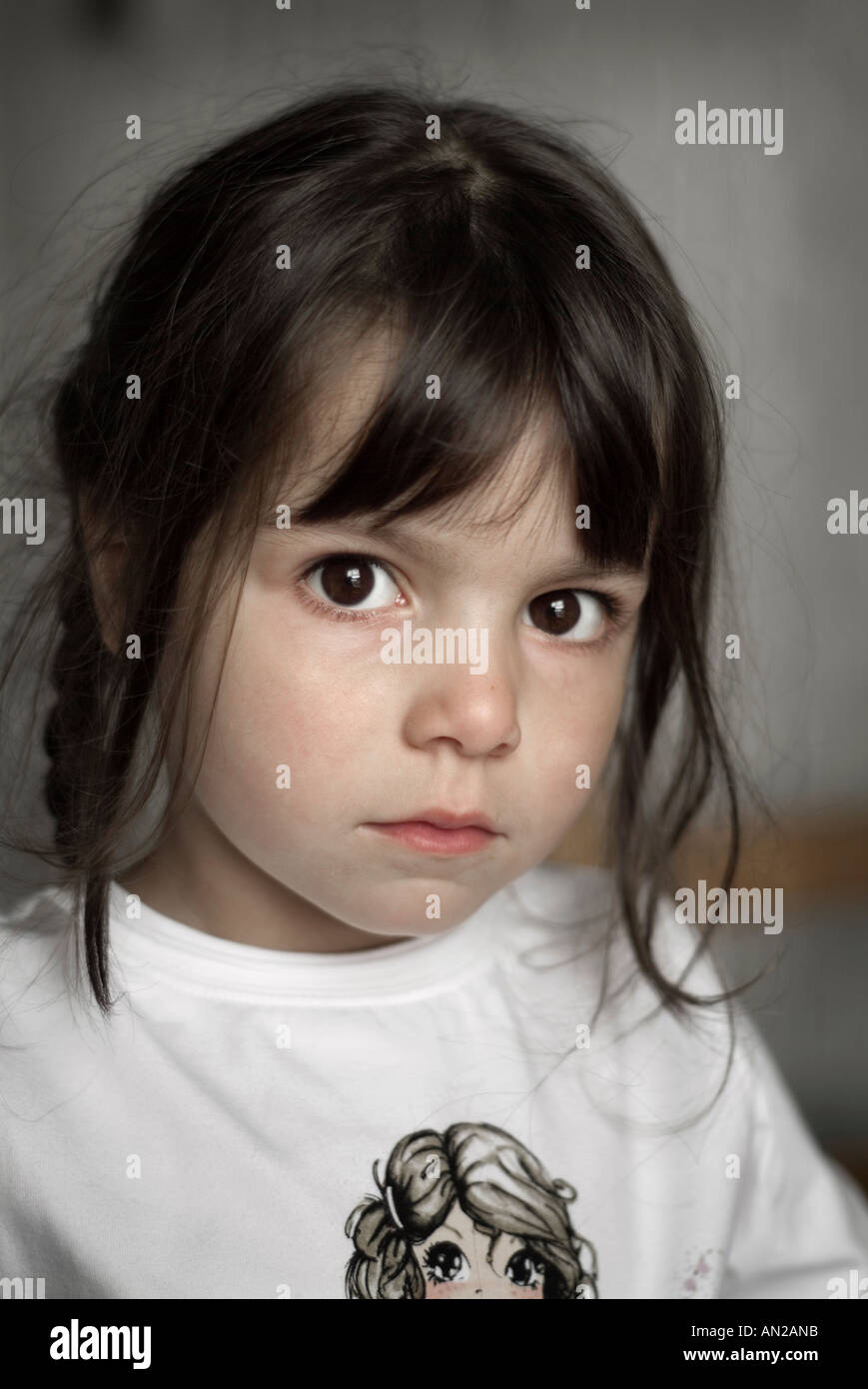 4 Years Old Girl With Dark Hair Stock Photo 8793562 Alamy