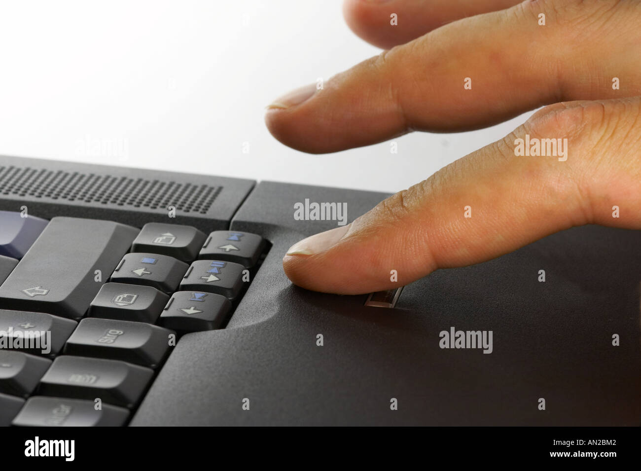 Fingerprint on a laptop Stock Photo Alamy