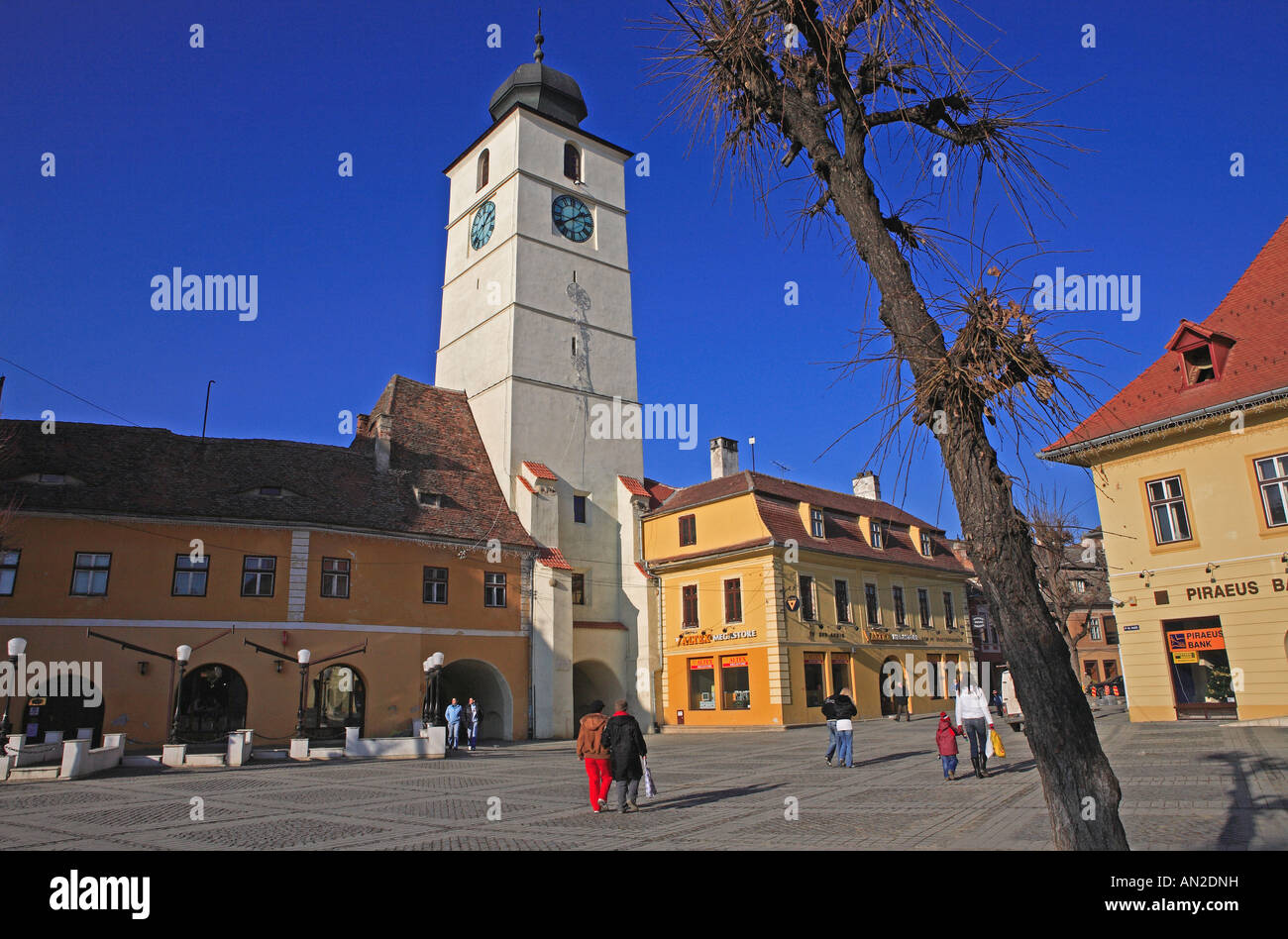 The Councillor's Tower, Piata Mare, Sibiu Stock Photo Alamy