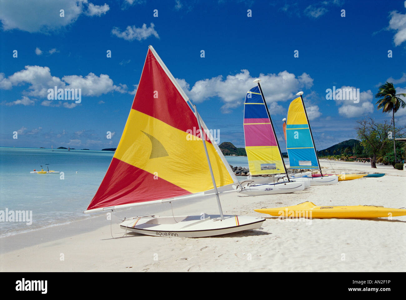 Sail Boats on Beach Stock Photo