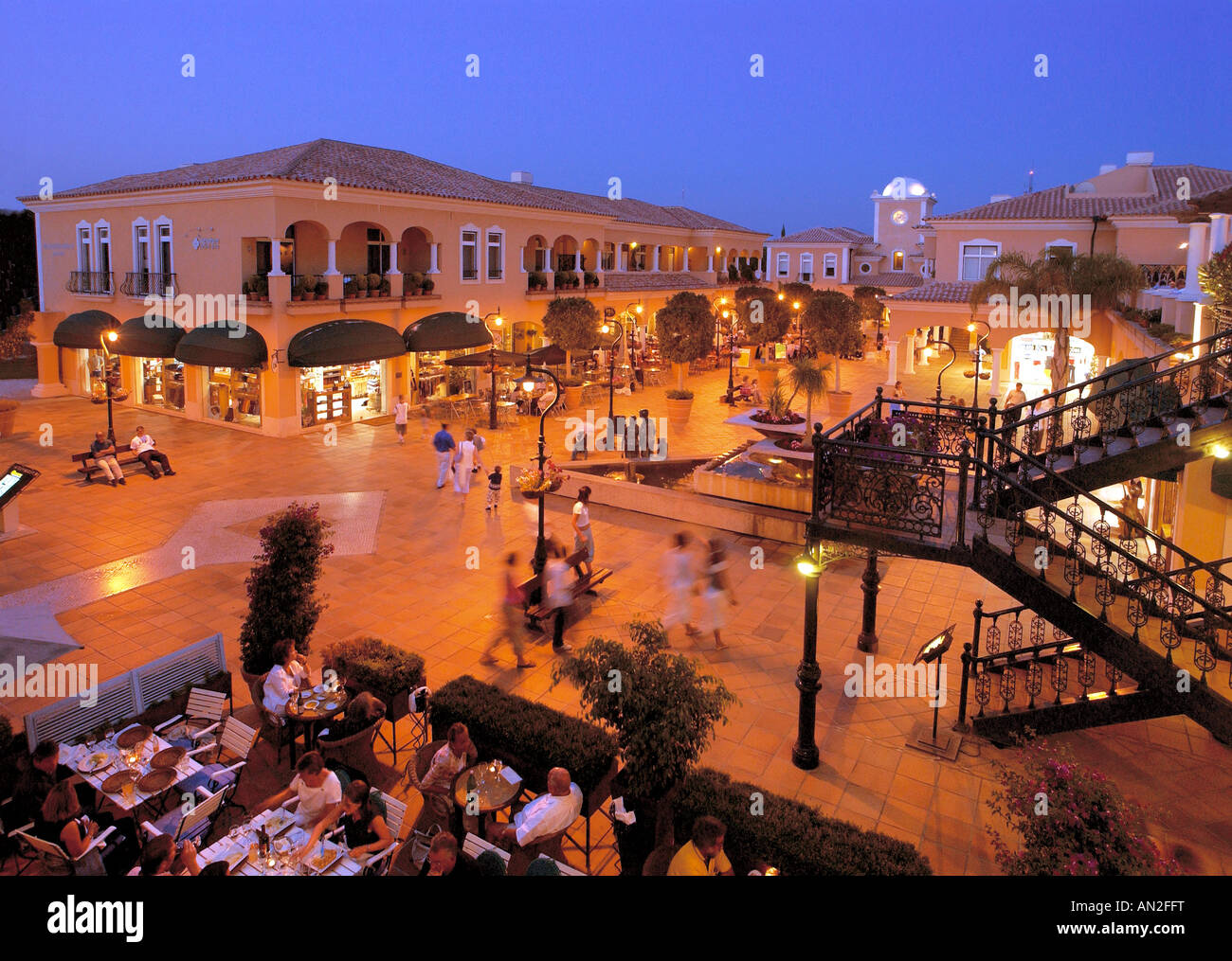 Portugal, the Algarve, Quinta do Lago, Quinta Shopping Centre, Dusk