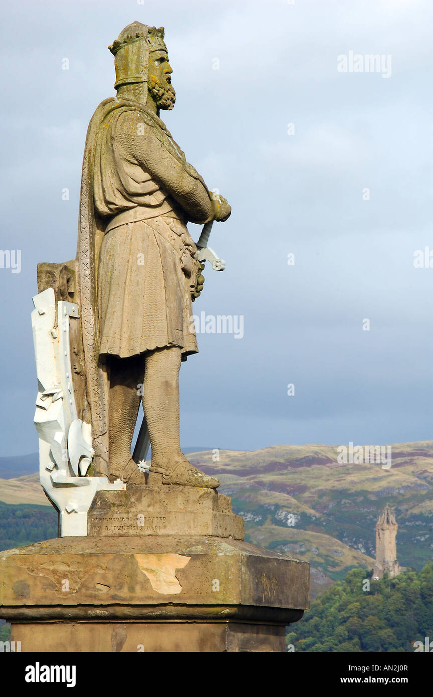 Stirling Castle, Robert the Bruce & Wallace Monument Stock Photo