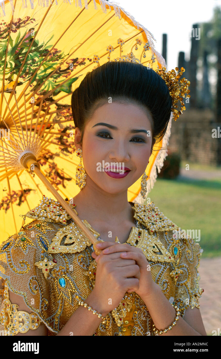 Girl Dressed in Traditional Dancing Costume, Bangkok, Thailand Stock