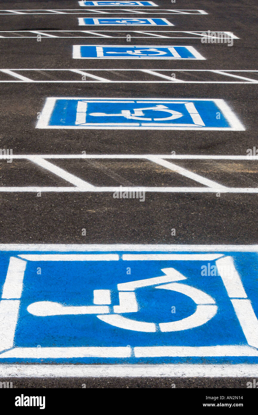 Handicap parking spaces Stock Photo