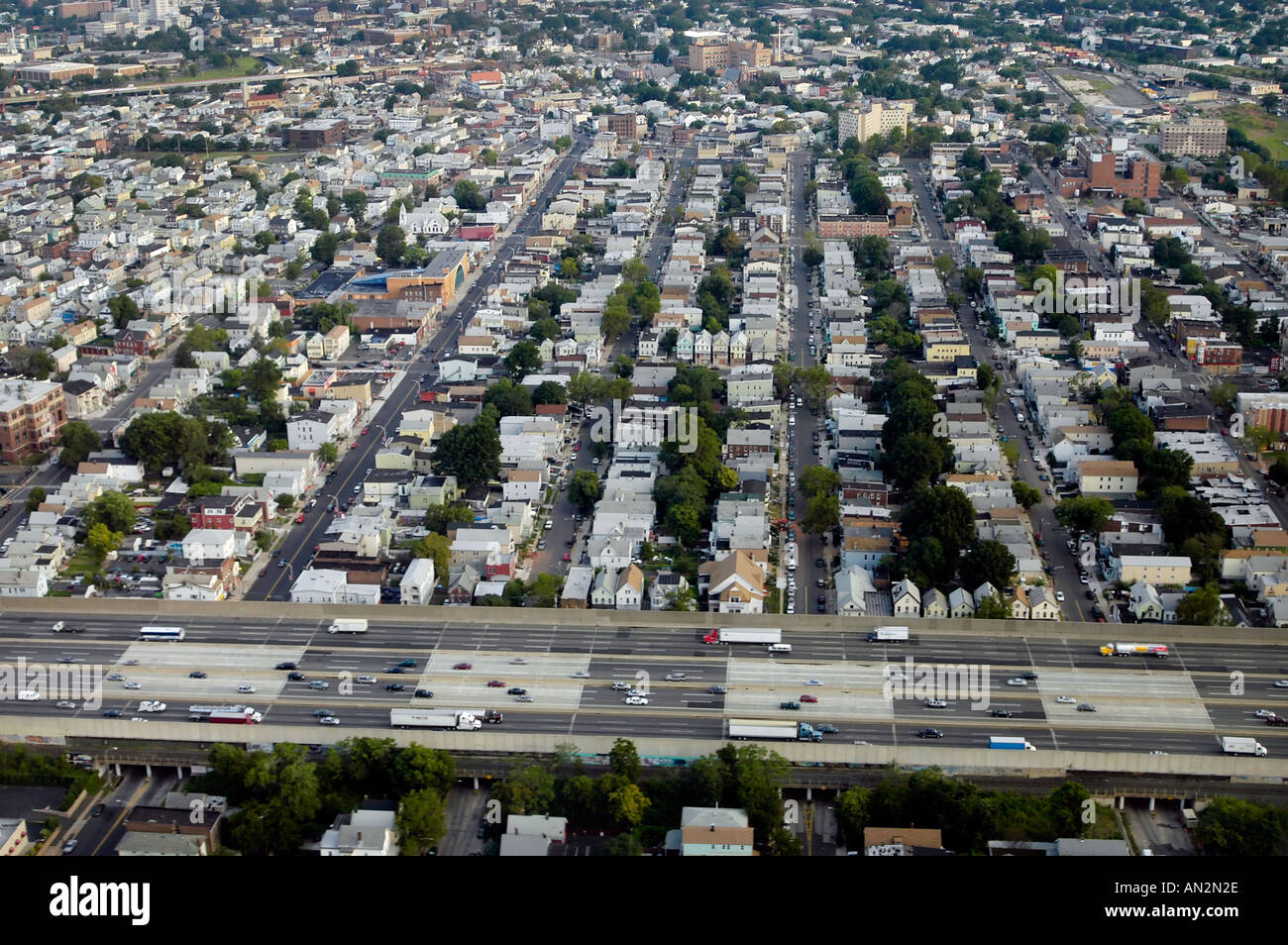 Aerial view of New Jersey and the New Jersey Turnpike NJ USA Stock