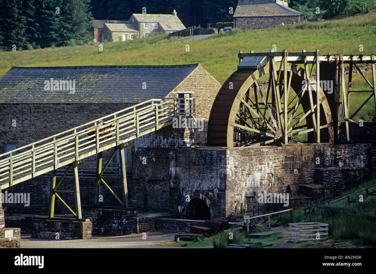 The water wheel at Killhope Lead Mining Centre Upper Weardale in County Durham England UK Stock Photo