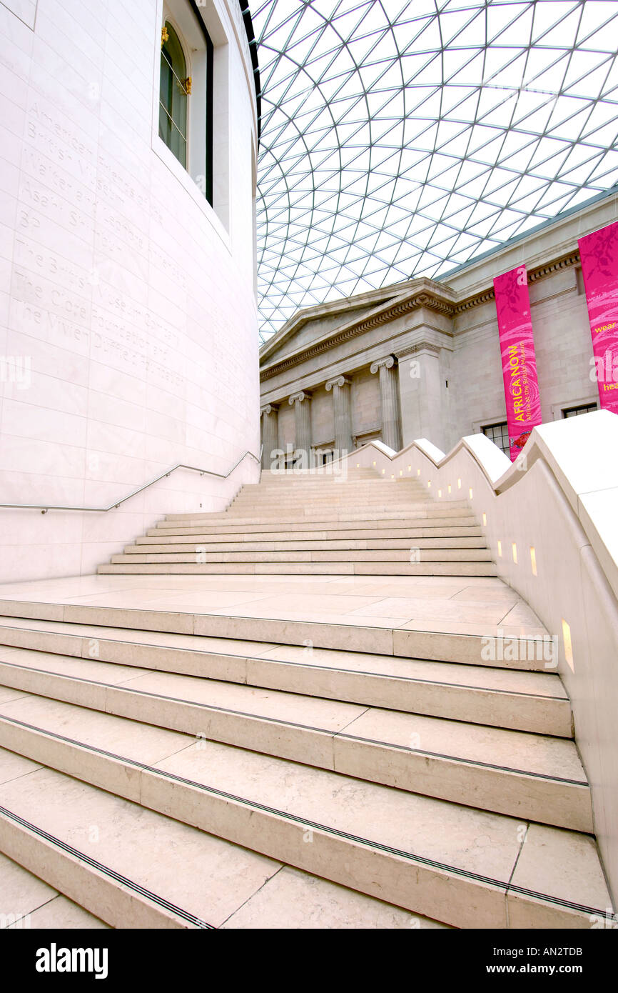 A view of the roof and the interior of the British Museum in London. Stock Photo