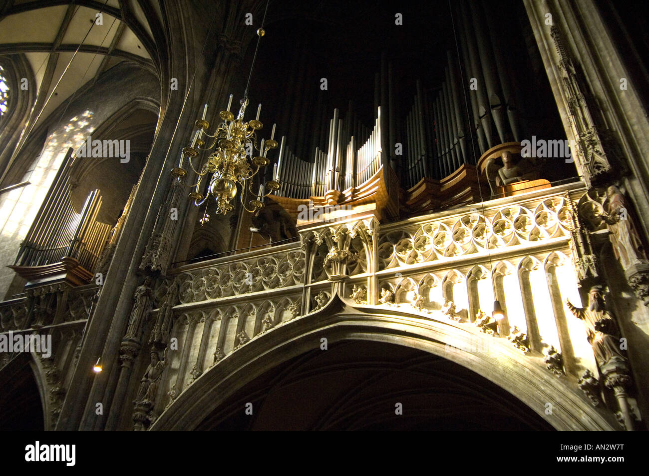 The organ loft in Vienna's Saint Stephan Cathedral - Austria Stock Photo