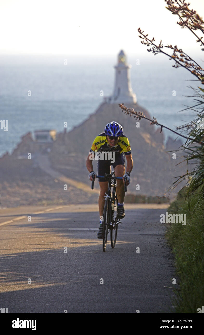 Great Britain UK GB Road Race Corbiere With Corbiere Lighthouse in the
