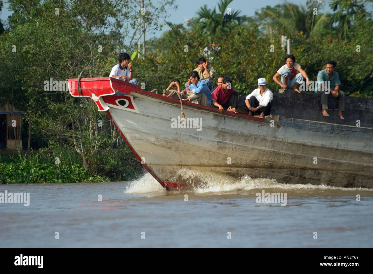 painted boats on the Mekong Delta Cantho Southern Vietnam Stock Photo ...
