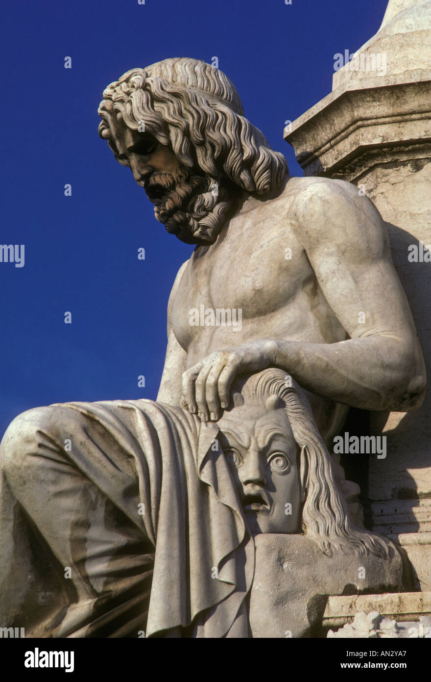 Pradier Fountain, on, Esplanade Charles de Gaulle, in the, city of, Nimes, Languedoc-Roussillon, France, Europe Stock Photo