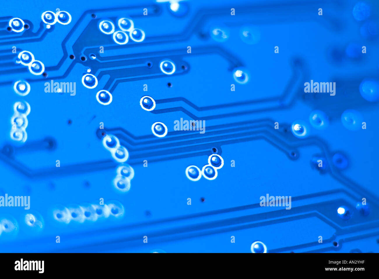 printed circuit board pattern with many vias Stock Photo
