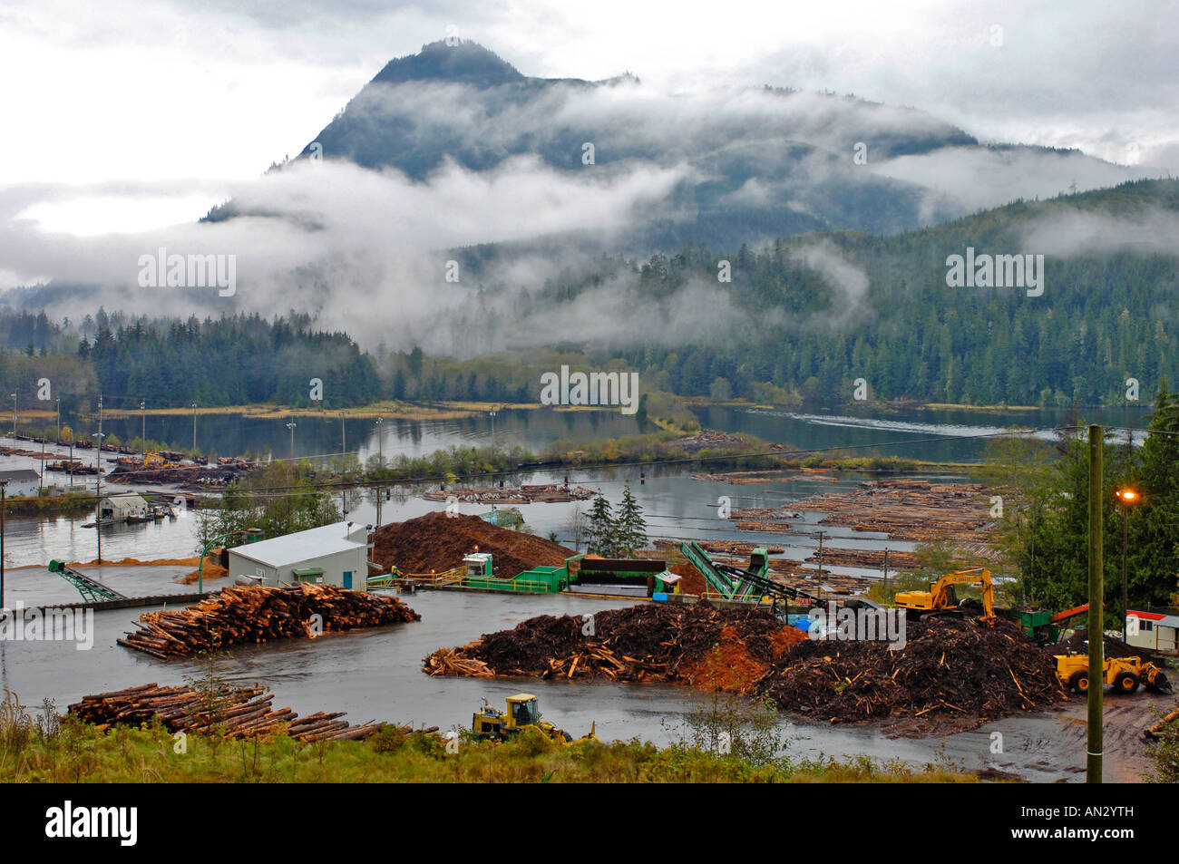 Wood yards at Telegraph Cove Vancouver Island, British Columbia. Canada