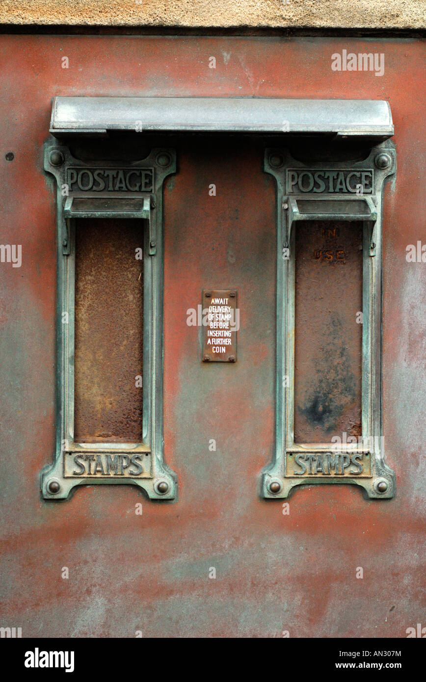 A Stamp Vending Machine (SVM) sits boarded up outside a British Post