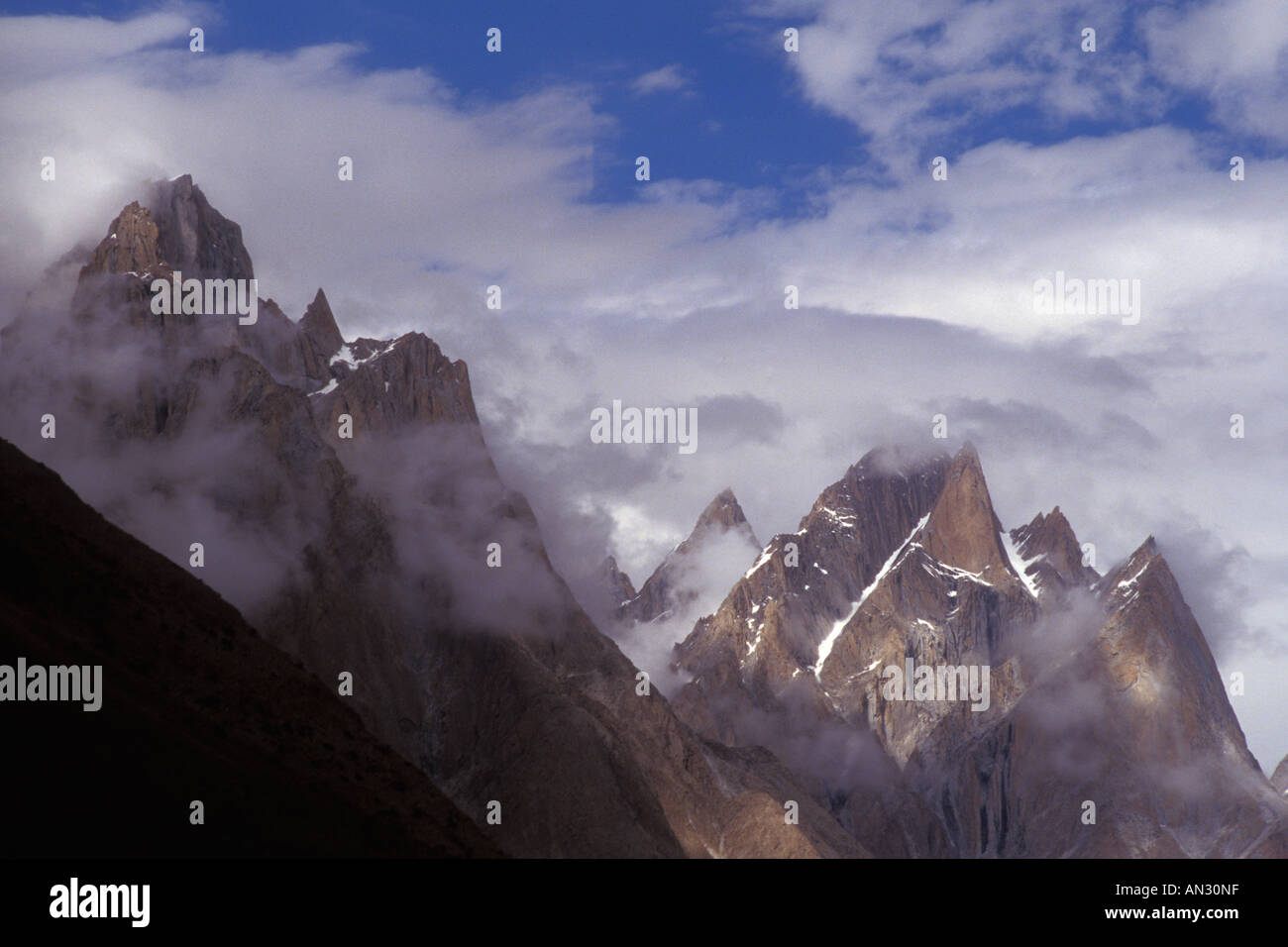 Rock Spires and peaks, Himalayas Stock Photo