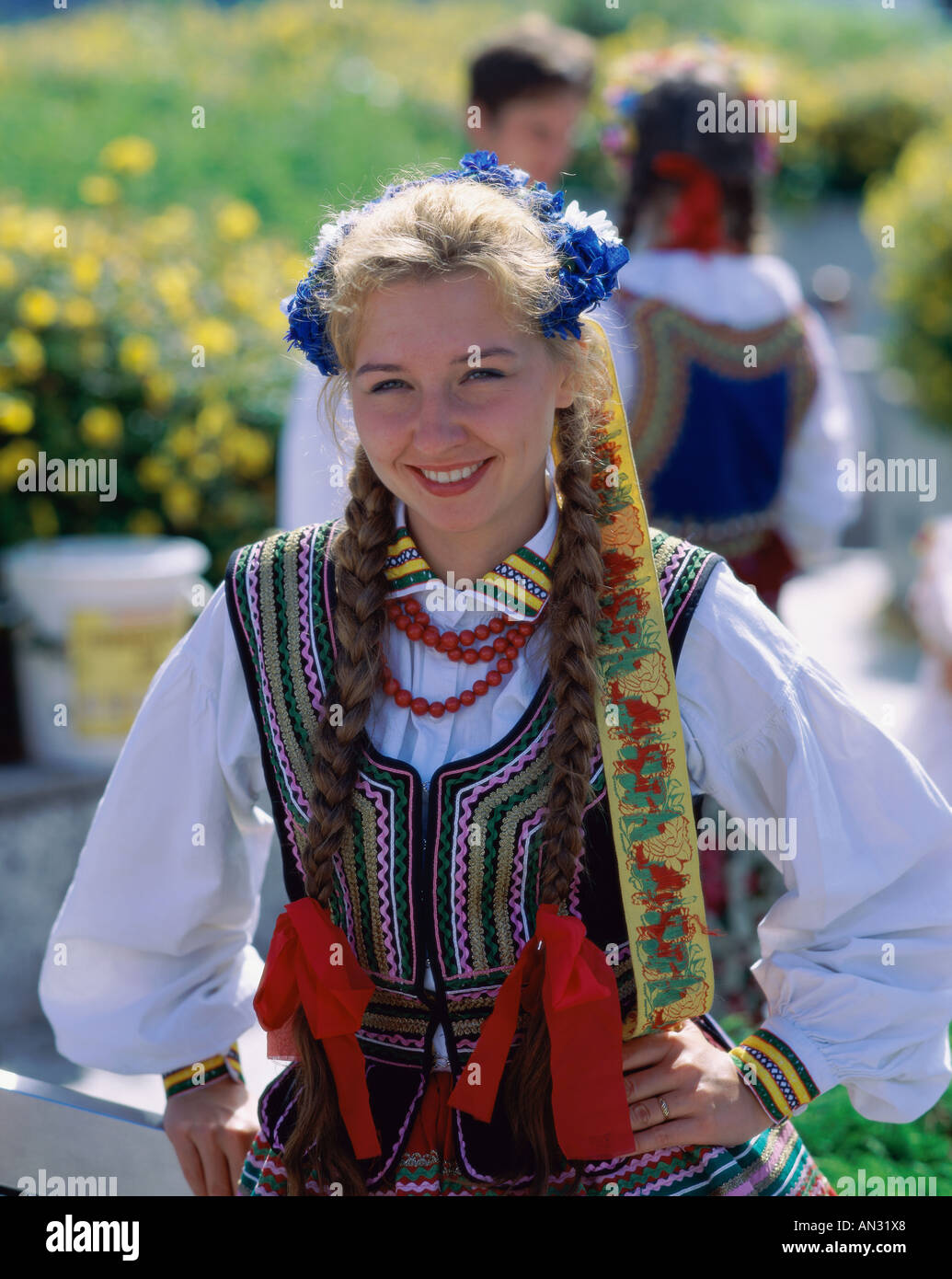 Girl Dressed In Traditional Polish Costume Warsaw Poland Stock Photo Girl Dressed In Traditional Polish Costume Warsaw Poland Stock Photo