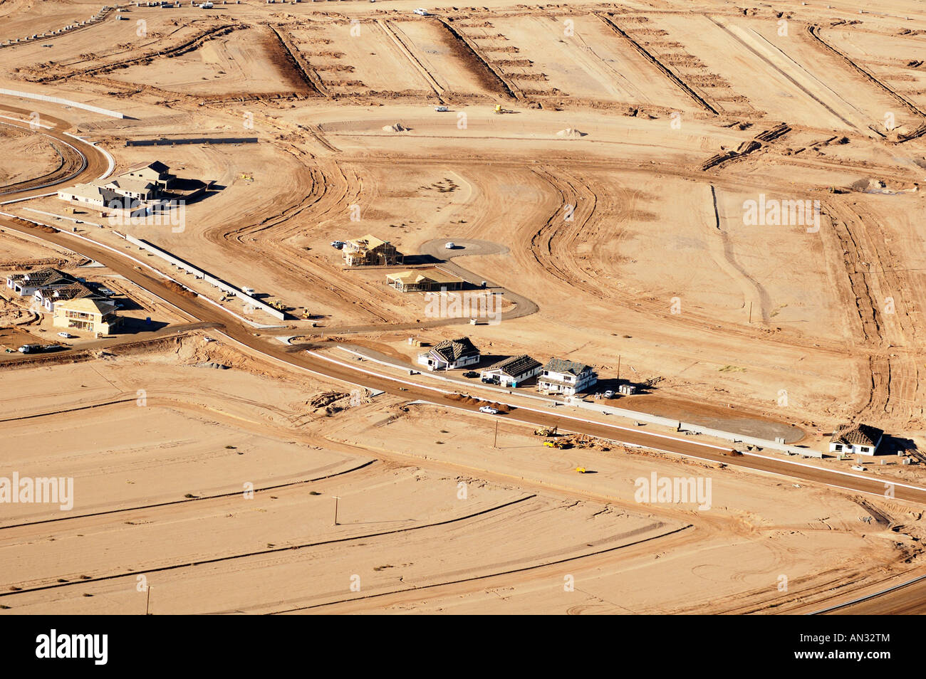 Expansion of a new housing development in Arizona Construction on the edge of a residential area in the suburbs Stock Photo