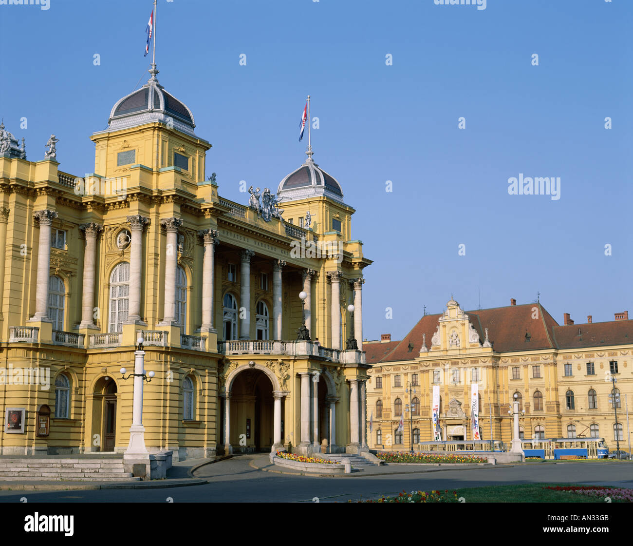 Marshal Tito Square / The Croatian National Theatre, Zagreb, Croatia Stock Photo