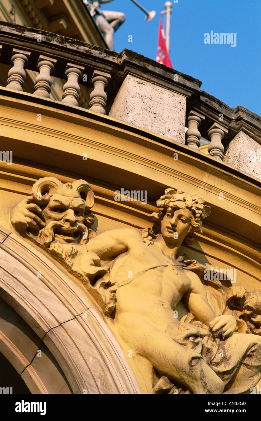 Marshal Tito Square / The Croatian National Theatre / Exterior Sculpture Detail, Zagreb, Croatia Stock Photo