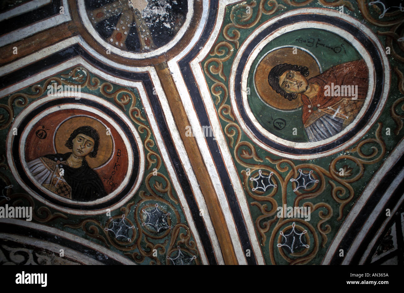 Byzantine frescoes of saints Stock Photo
