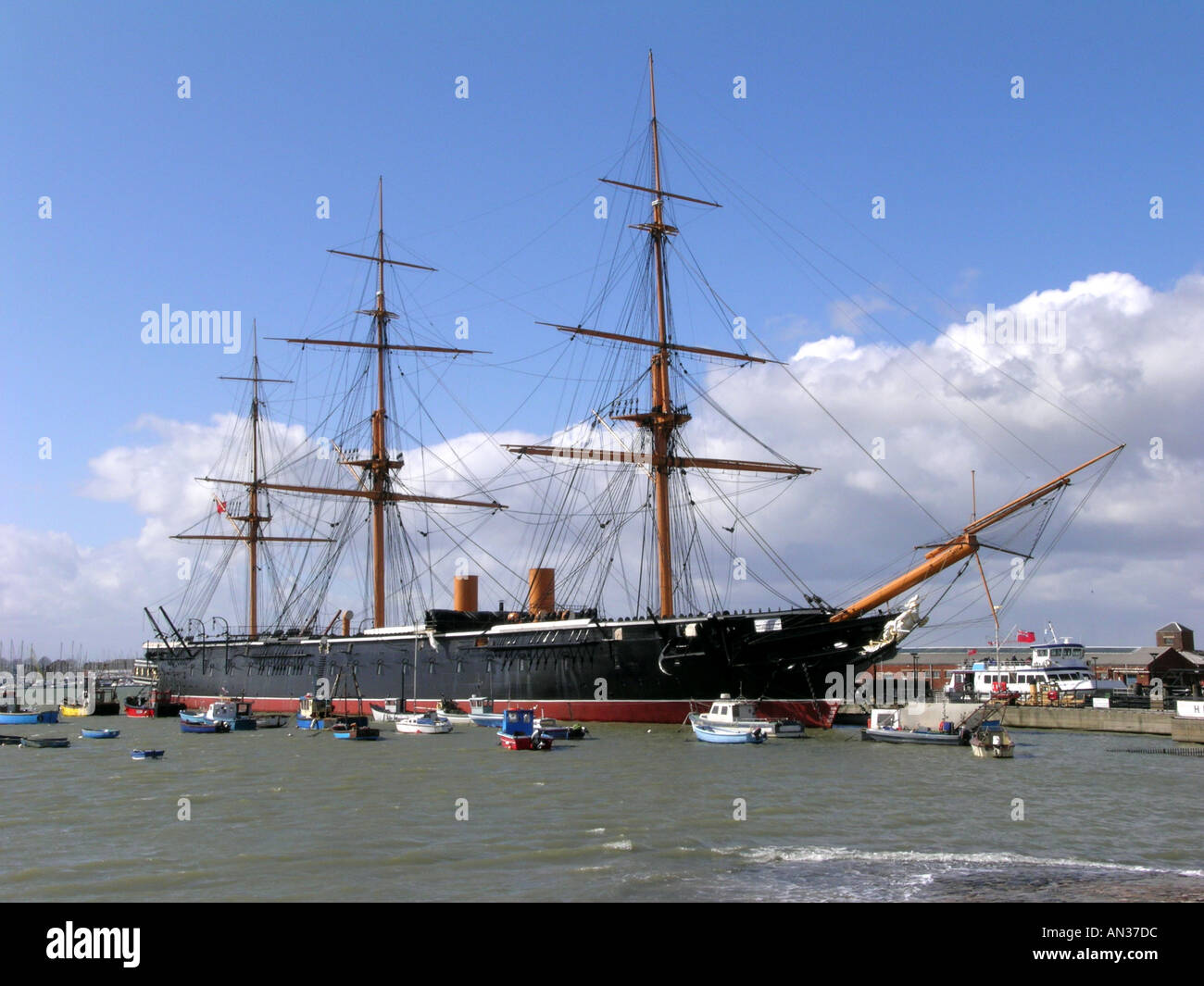 day HMS Warrior in Portsmouth Harbour England Britain United Kingdom UK ...