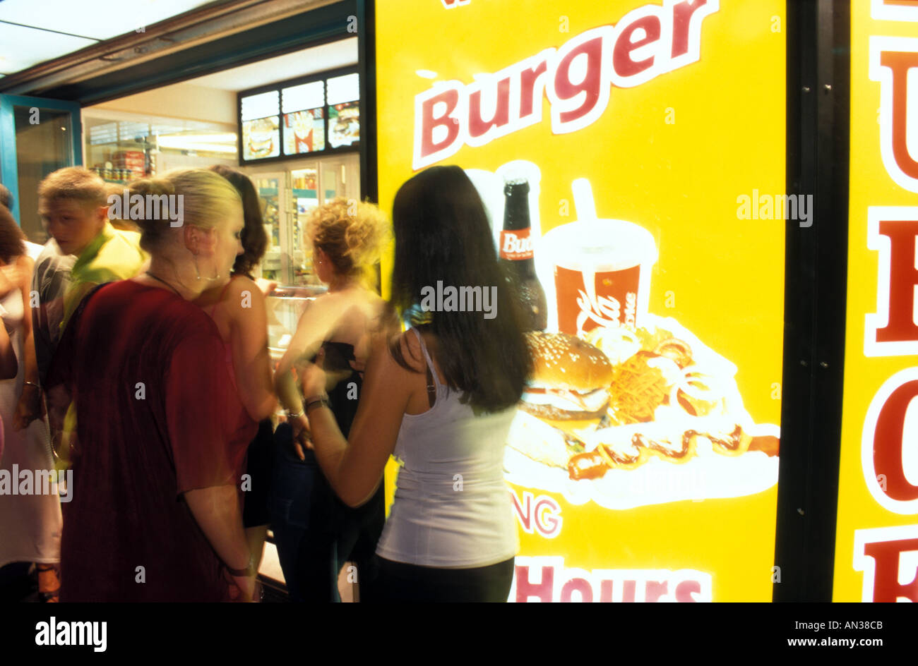 Fast food burger take away in San Antonio, Ibiza Stock Photo