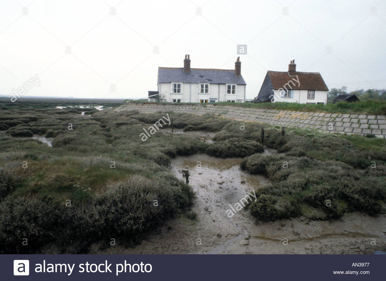 Remote Cottages In Marshland Essex Coastline East Coast England Uk