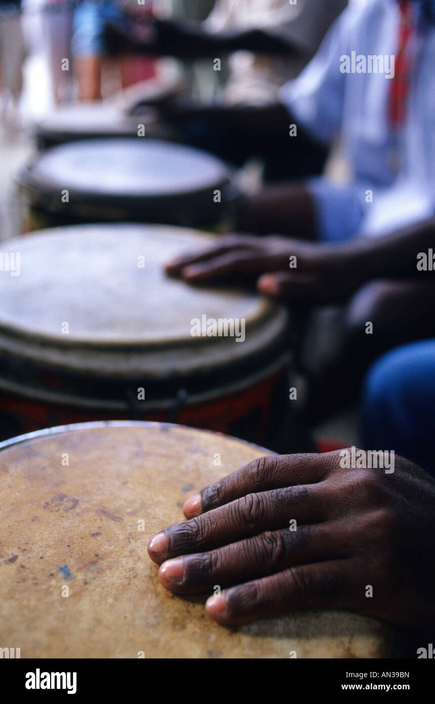Playing drums in Hamel street HAVANA Cuba Stock Photo Alamy