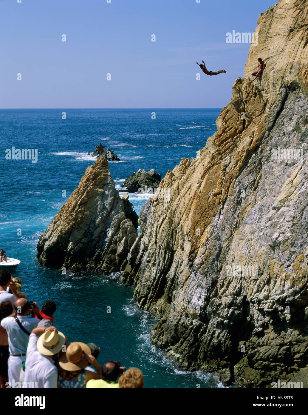 La Quebrada / Cliff Diver, Acapulco, Mexico Stock Photo