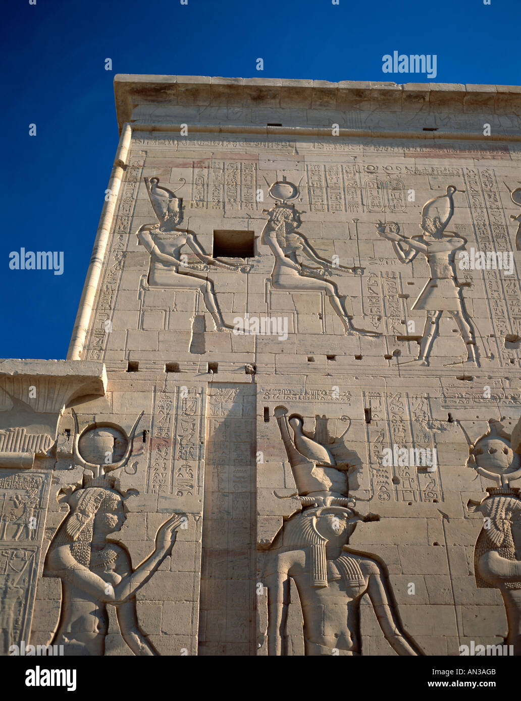 Philae Temple / Pictorial Reliefs, Aswan, Egypt Stock Photo