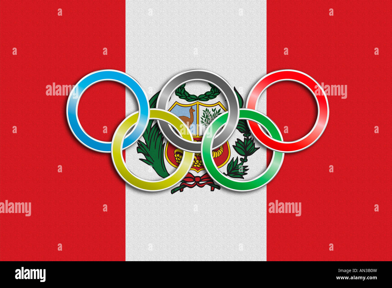Flag of Peru with olympic symbol Stock Photo Alamy