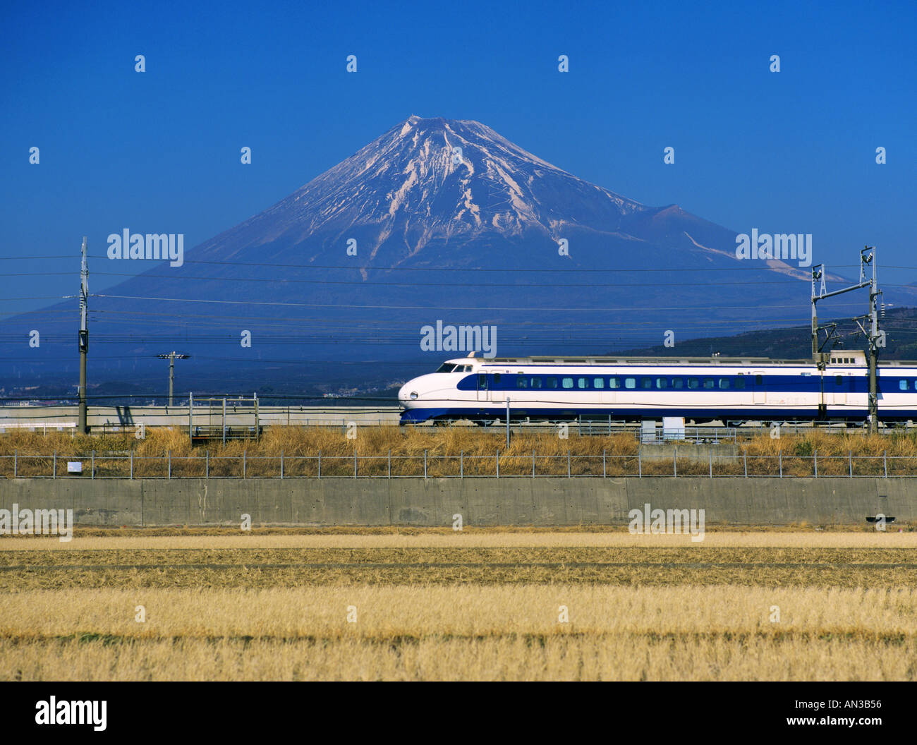 The Shinkansen Bullet Train with Mount Fuji Shizuoka Japan Stock Photo Alamy