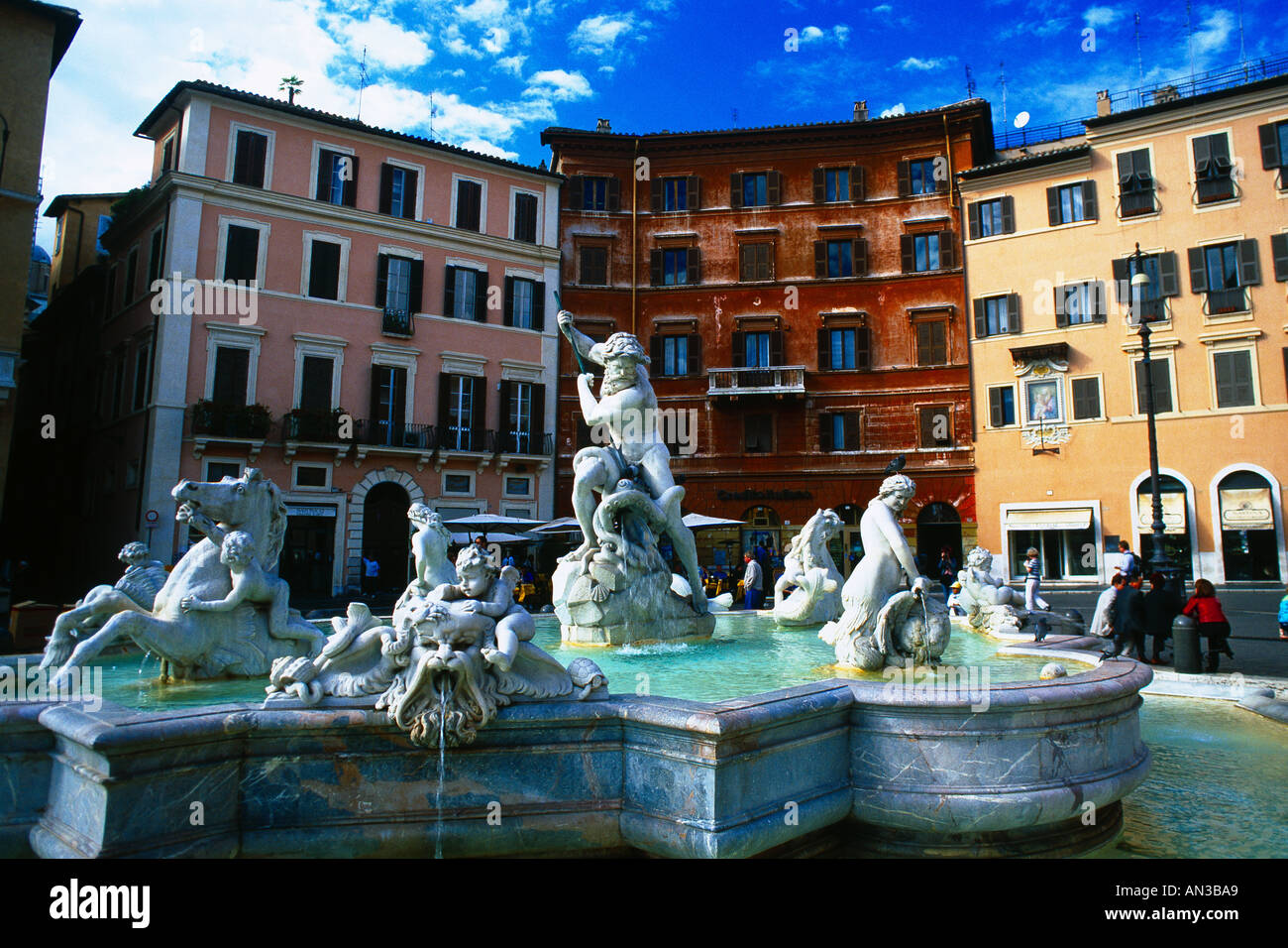 piazza navona rome italy neptune fountain Stock Photo