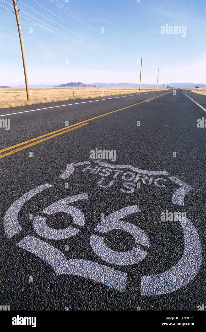 Route 66 Sign on Empty Road / Historic Route 66 Highway, Seligman, Arizona,  USA Stock Photo - Alamy