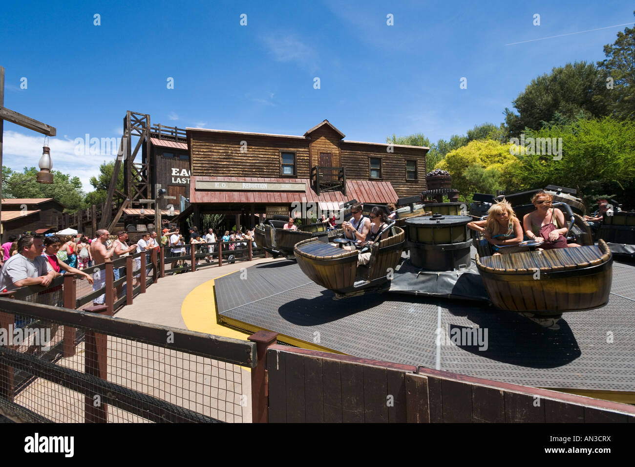 Volpaiute Ride, Far West Area, Port Aventura Theme Park, near Salou, Costa Dorada, Spain Stock Photo