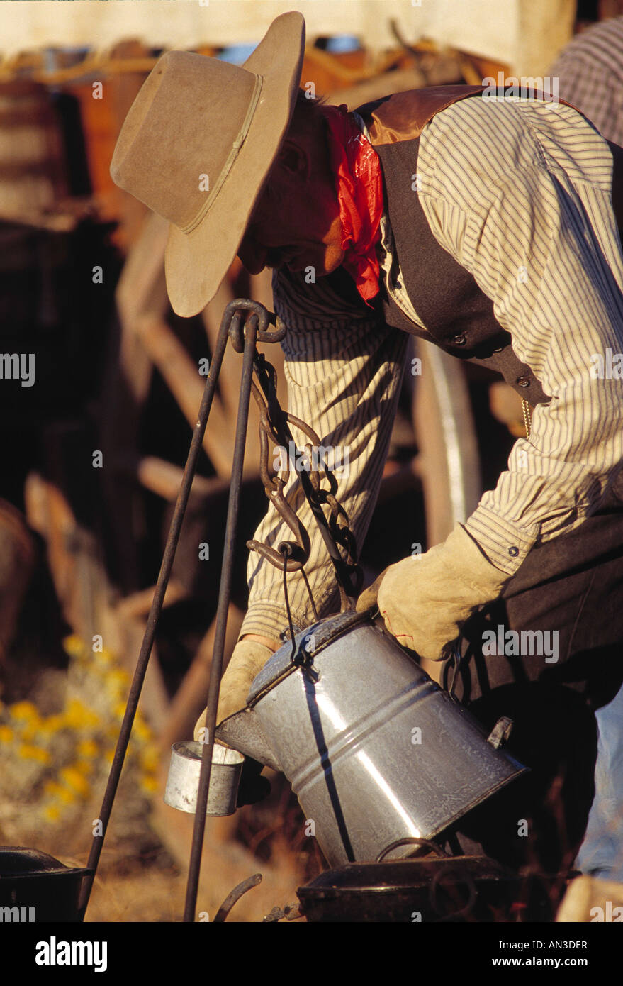 MR Cowboys drinking coffee at camp in the Owyhee Desert Stock Photo Alamy
