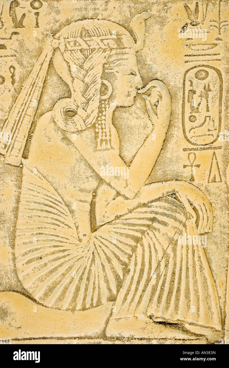 Egypt Copy in relief of figure of an important woman Stock Photo