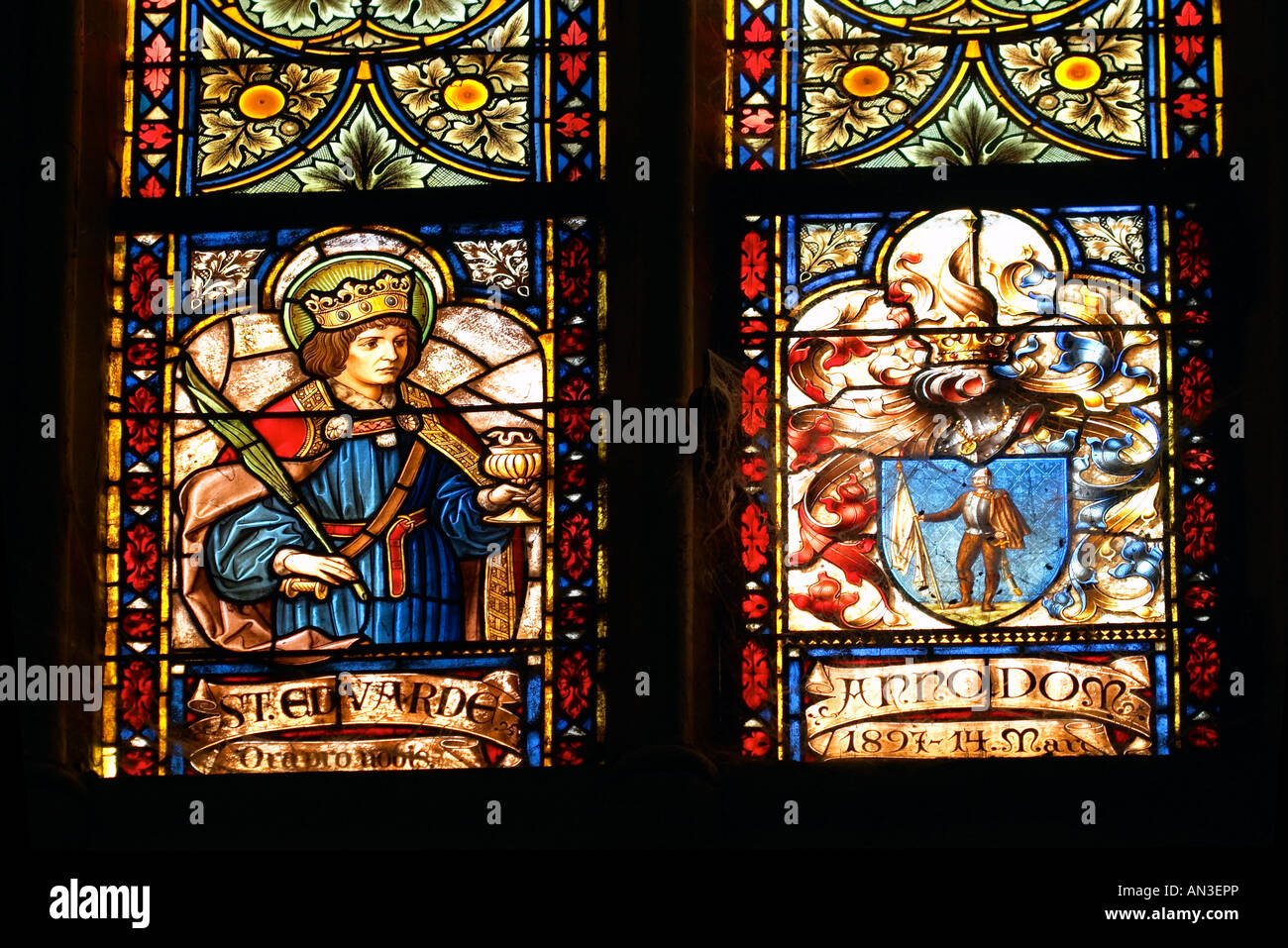 Stained-glass window in cathedral Stock Photo - Alamy