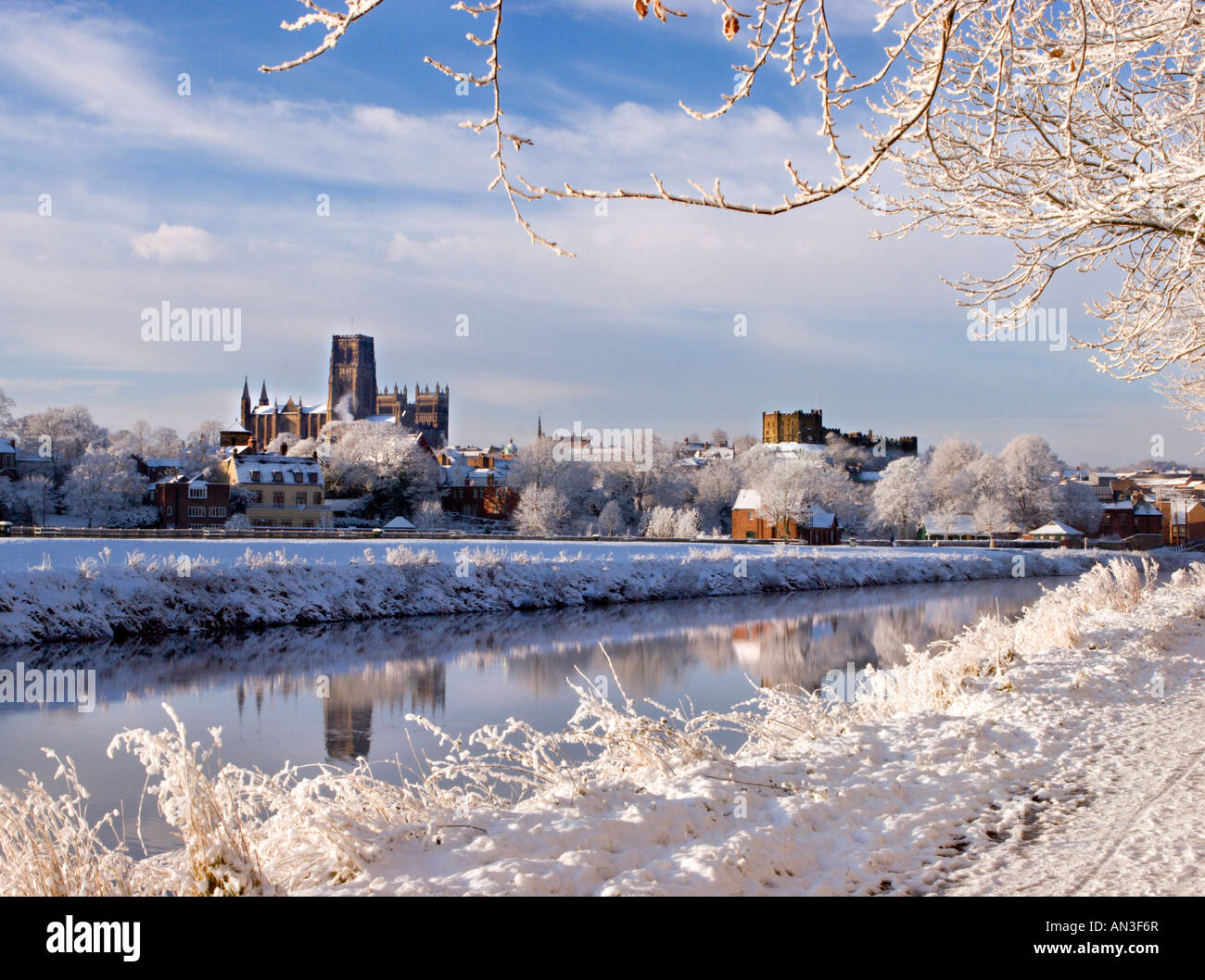 Durham cathedral and castle keep in the winter, north east England Stock Photo