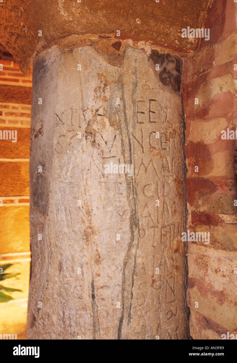 Spain Seville visigoth calender on a column at Santa Maria Church Carmona  Stock Photo