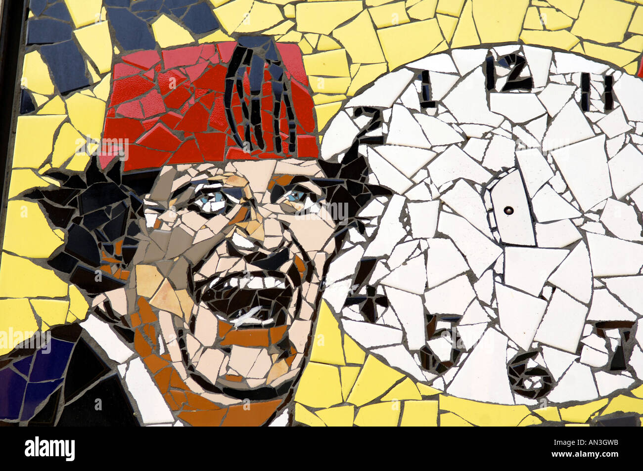 sign tommy cooper mosaic Afflecks palace shopping centre designers youth urban popular culture music scene teenage the northern Stock Photo