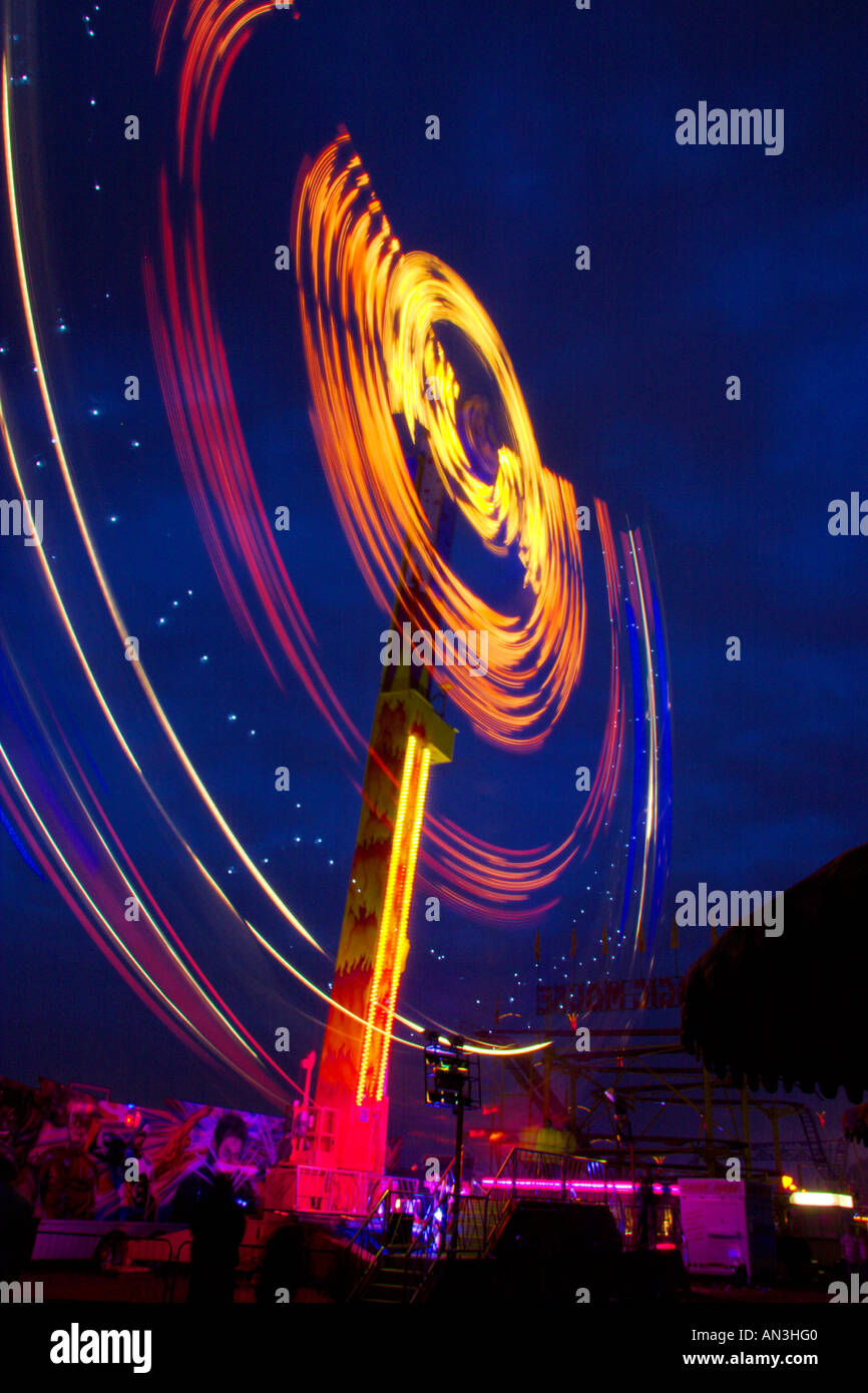 Newcastle Hoppings Fun Fair at Dusk, UK Stock Photo Alamy