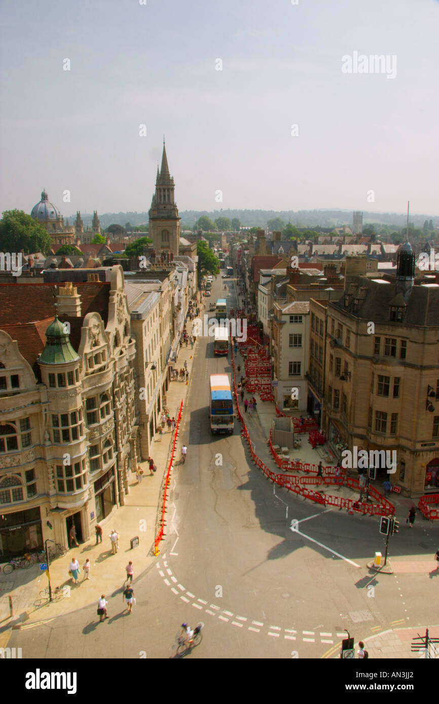 View down High Street from Carfax Tower Oxford UK Stock Photo