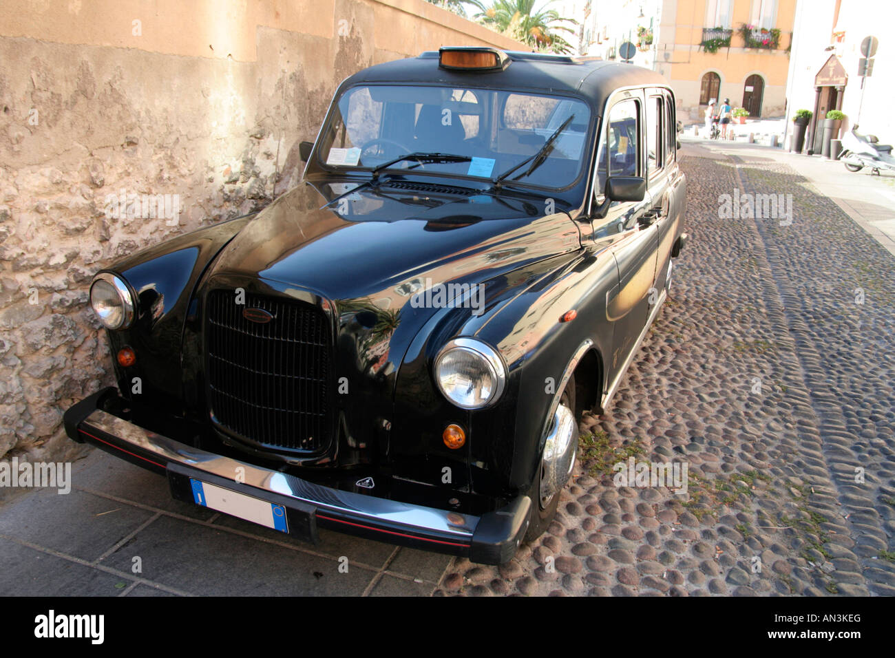 Cagliari London Black Taxi Cab Stock Photo