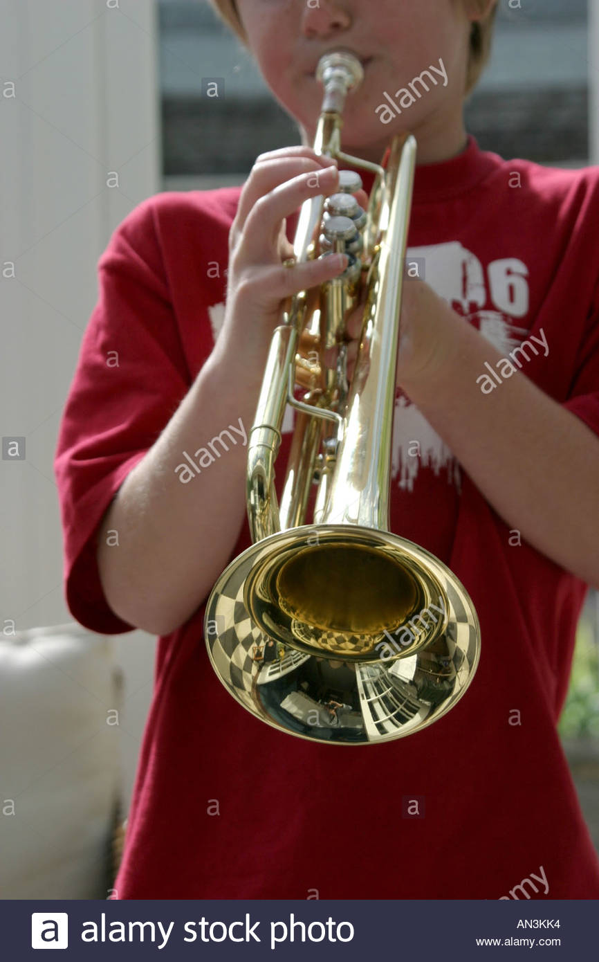 Boy Playing A Trumpet Stock Photos & Boy Playing A Trumpet Stock Images